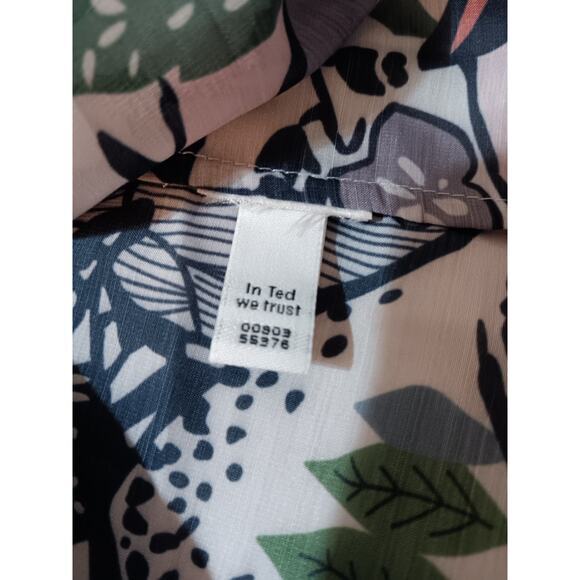 TED BAKER LONDON Blouse Top Bright Colorful Busy Print Size US 6 Button Front - Picture 8 of 10